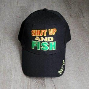 Shut Up and Fish Hat/Cap Black Adjustable Strap B